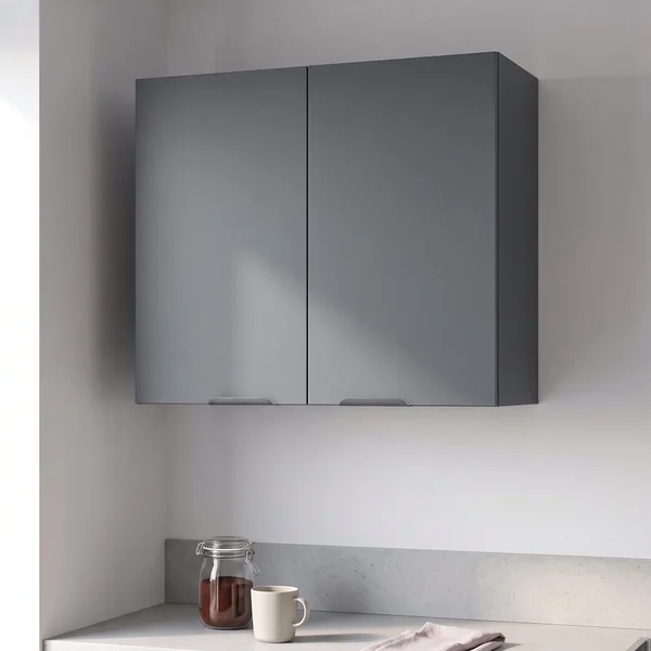 Meuble haut 80cm 2 portes ELEKI gris