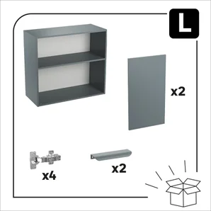 Meuble haut 80cm 2 portes ELEKI gris