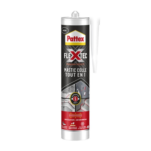 Colle joint int/ext polymere pattex flextec noir cartouche 389g