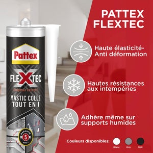 Colle joint int/ext polymere pattex flextec noir cartouche 389g