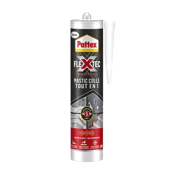 Colle joint int/ext polymere pattex flextec blanc cartouche 389g