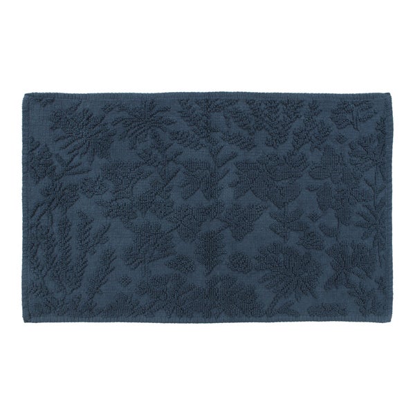 Tapis salle de bain à motifs relief SENSEA Charm 50 x 80 cm bleu foncé