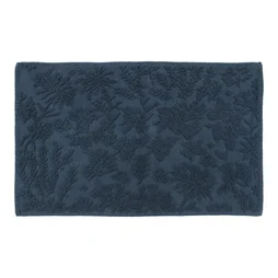 Tapis salle de bain à motifs relief SENSEA Charm 50 x 80 cm bleu foncé