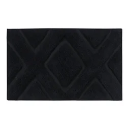 Tapis salle de bain à motifs relief SENSEA Gatsby 50 x 90 cm noir black 1