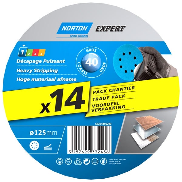 Lot de 14 disques abrasifs l.125 x L.125 mm grain 40