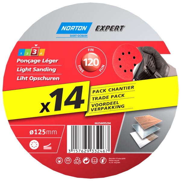Lot de 5 disques abrasifs l.125 x L.125 mm grain 120