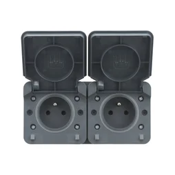 Double prise Etanche horizontale Cyklone, DEBFLEX, anthracite