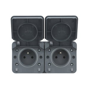 Double prise Etanche horizontale Cyklone, DEBFLEX, anthracite
