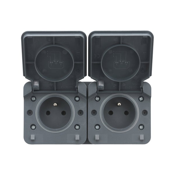 Double prise Etanche horizontale Cyklone, DEBFLEX, anthracite