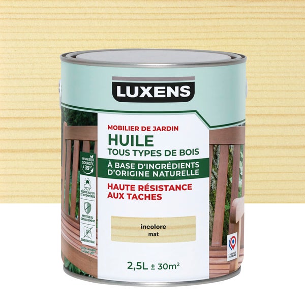 Huile pour bois extérieur LUXENS biosourcée incolore mat 2.5L