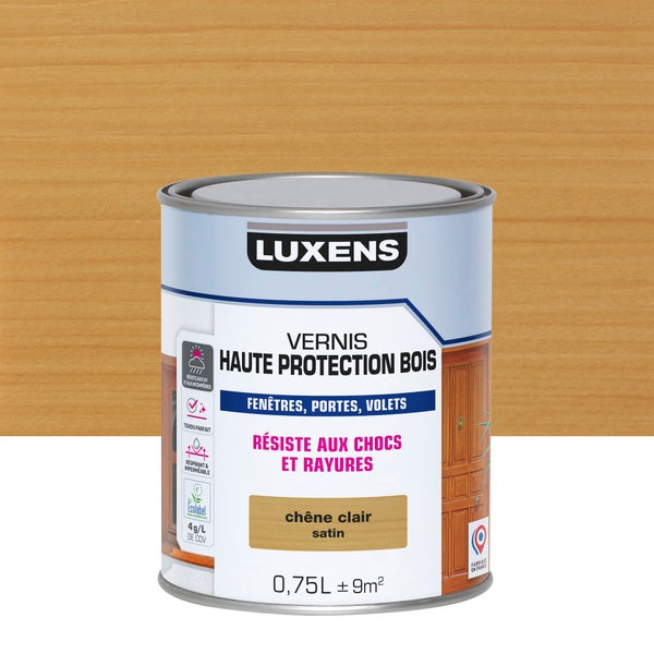 Vernis pour bois extérieur LUXENS chêne clair satiné 0,75 litre