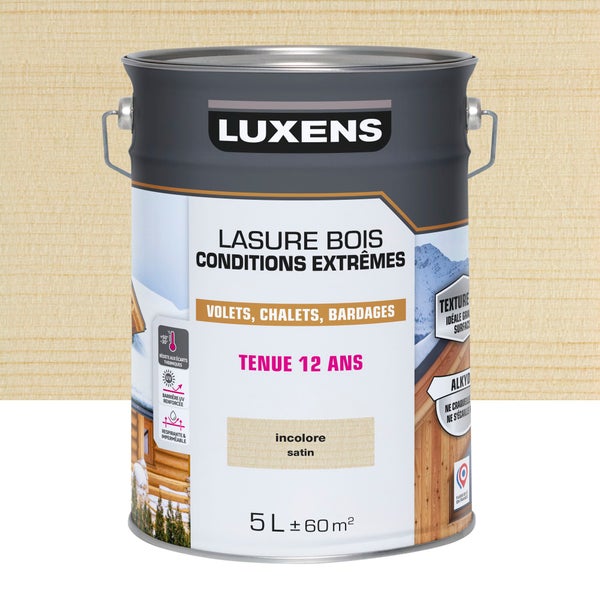 Lasure LUXENS Conditions extrêmes 12 ans incolore satin 5 litres