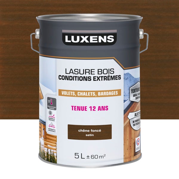 Lasure LUXENS Conditions extrêmes 12 ans chêne foncé brillant 5 litres