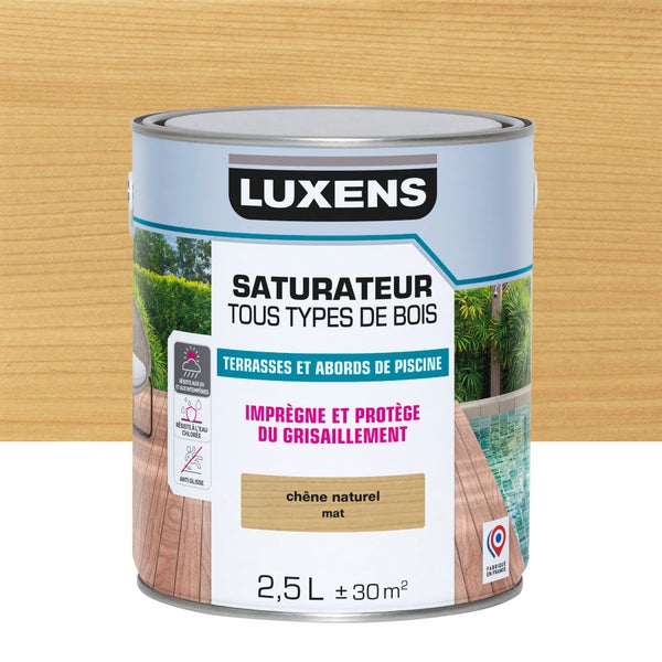 Saturateur pour bois extérieur LUXENS chêne naturel mat 2.5 l