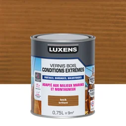 Vernis pour bois extérieur LUXENS Conditions extrêmes teck brillant 0.75 litre