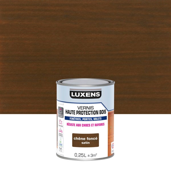Vernis pour bois extérieur LUXENS chêne foncé satiné 0,25 litre