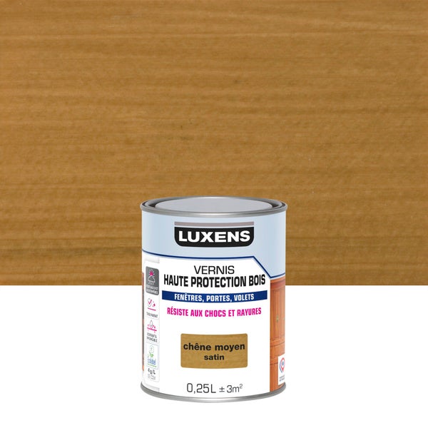 Vernis pour bois extérieur LUXENS chêne moyen satiné 0,25 litre