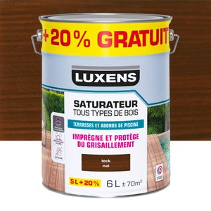 Saturateur pour bois extérieur LUXENS teck mat 5L+20% gratuit