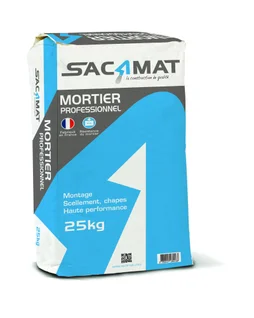 Mortier professionnel, pret a l'emploi gris SACAMAT, 25 kg