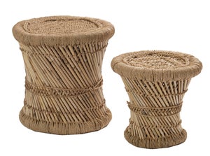 Set de deux tabourets en bambou