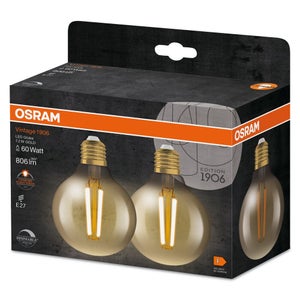 Lot de 2 Led globe 80 à filament ambre 55 w chaud OSRAM