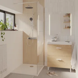 Paroi de douche à l'italienne verre sérigraphié, l.80 cm, Ep. 6 mm chromé Easy