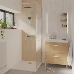 Paroi de douche à l'italienne verre sérigraphié, l.70 cm, Ep. 6 mm chromé Easy