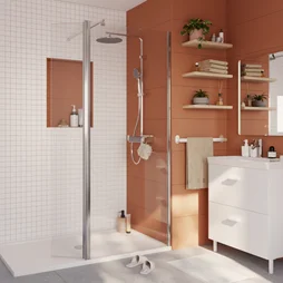 Paroi de douche à l'italienne verre transparent, l.80 cm, Ep.6 mm chromé Easy