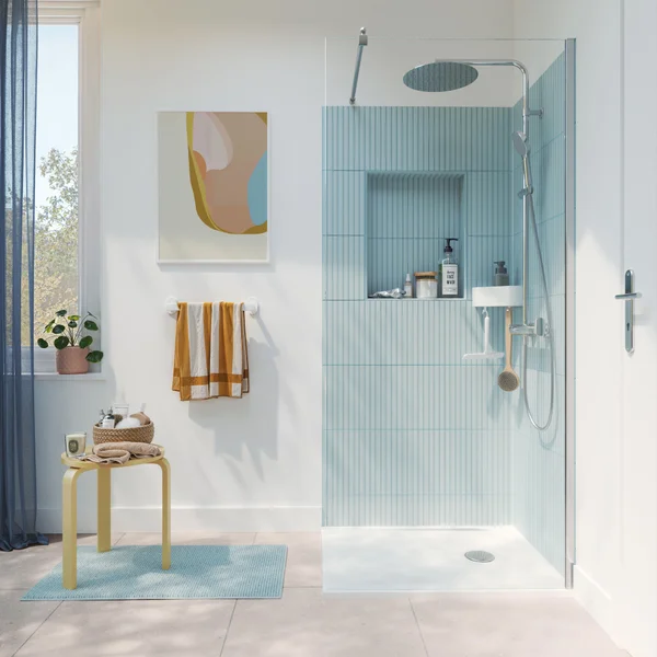 Paroi de douche à l'italienne verre transparent, l.90 cm, Ep. 6 mm chromé Easy
