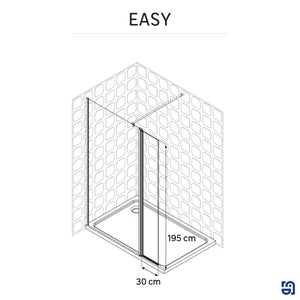 Déflecteur pour paroi de douche verre transparent, l.30 cm, Ep. 6 mm chromé Easy