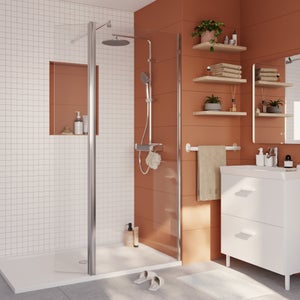 Déflecteur pour paroi de douche verre transparent, l.30 cm, Ep. 6 mm chromé Easy