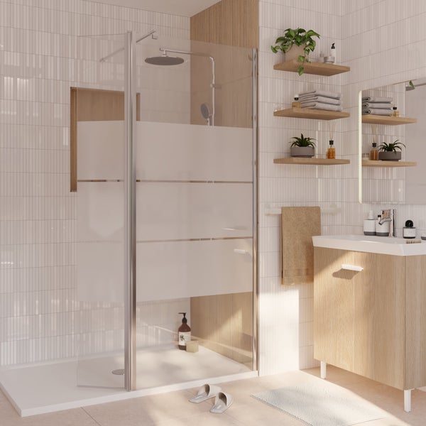 Déflecteur pour paroi de douche verre sérigraphié, l.30 cm, Ep. 6 mm chromé Easy