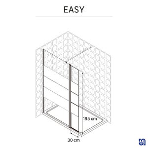 Déflecteur pour paroi de douche verre sérigraphié, l.30 cm, Ep. 6 mm chromé Easy
