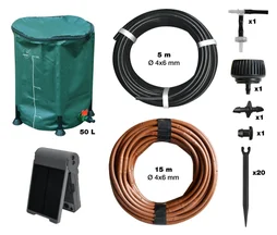 Kit goutte à goutte avec programmateur solaire + réserve d'eau JARDIBRIC