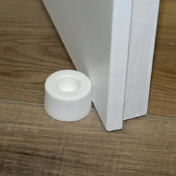 Butée de porte à visser CHRISLIGNE Bu170/25/5w poli blanc Diam.4 x H.2.5 cm
