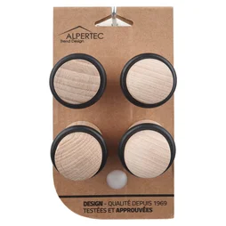 Lot de 4 butées de porte ALPERTEC bois brut chêne Diam.3 x H.4 cm