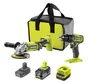 Perceuse sans fil et meuleuse sans fil RYOBI Rck182-242s, 18 V 4 Ah, 2 batteries