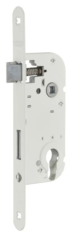Serrure encastrée THIRARD, à cylindre, axe 40 mm, blanc