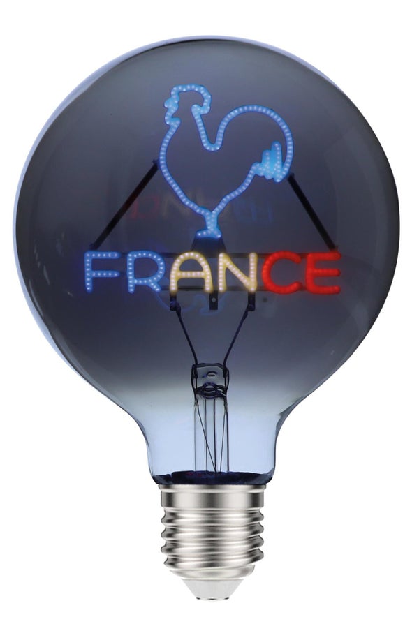 Ampoule led à filament décorative, globe 125mm E27, 18lm = 1W, blanc très chaud, coq français