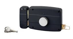 Serrure de garage en applique, horizontale à bouton, sens gauche, noir THIRARD