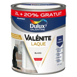 Peinture boiserie blanc brillant DULUX VALENTINE Valenite 2.5L+20% gratuit