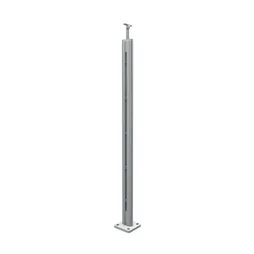 Poteau garde-corps aluminium gris pose à plat, Alya H.98.1 cm, ARTENS