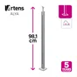 Poteau garde-corps aluminium gris pose à plat, Alya H.98.1 cm, ARTENS