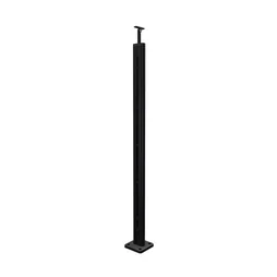 Poteau garde-corps aluminium noir pose à plat, Alya H.98.1 cm, ARTENS
