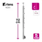 Poteau garde-corps Inox gris pose latérale Noxi, H.112 cm, ARTENS