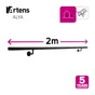 Main courante aluminium noir 2m + 2 supports, Alya ARTENS, en kit