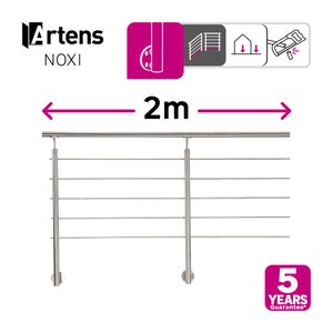 Garde-corps Inox gris 2m pose latérale, Noxi ARTENS, en kit