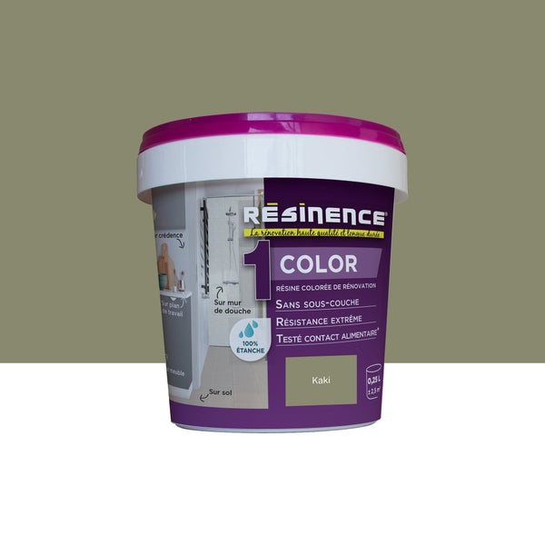 Peinture carrelage kaki satin RESINENCE Color 0.25l