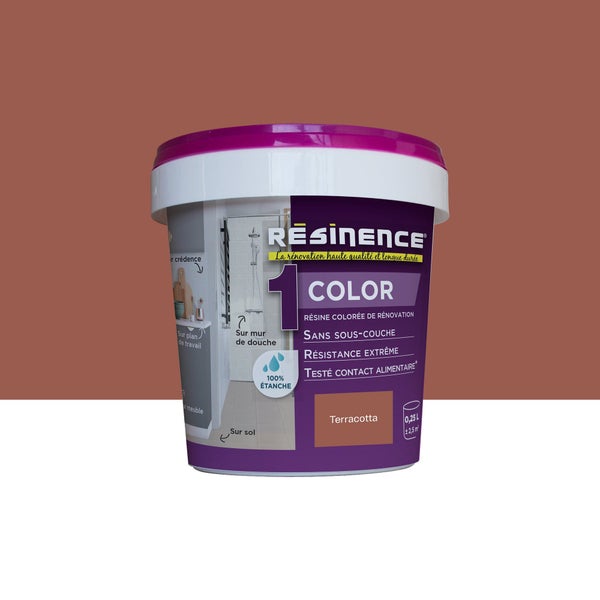 Peinture carrelage terracotta satin RESINENCE Color 0.25l