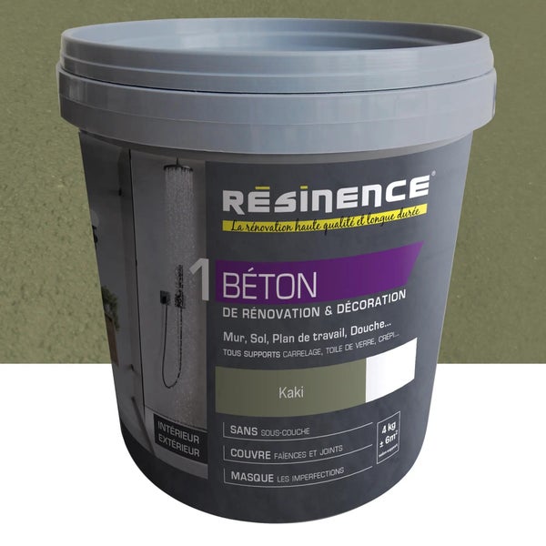 Enduit décoratif béton mur, sol carrelage RESINENCE, kaki, 4 kg